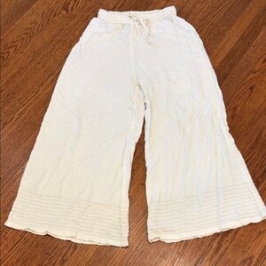 Anahi  Women's Cream Wide-Leg Pants with gold details